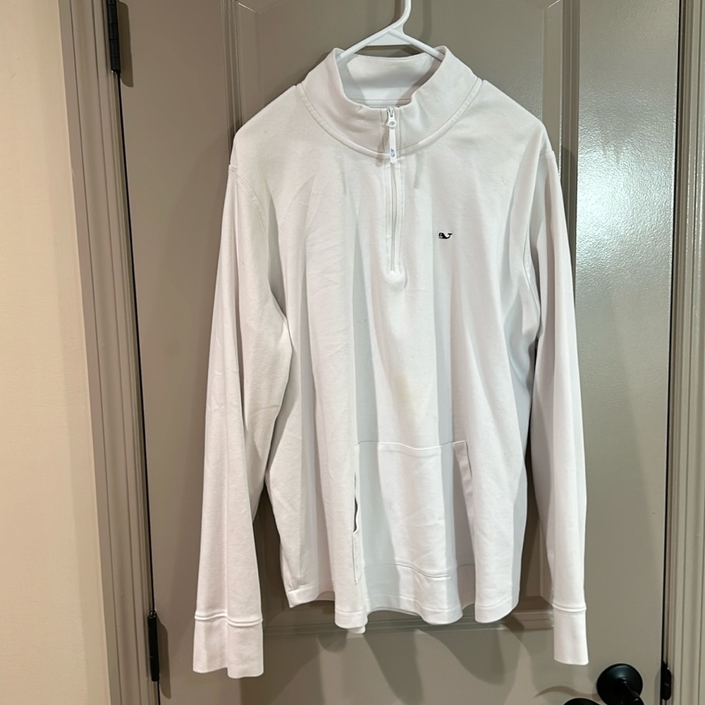 Vineyard Vines quarter zip pullover in white, size XL